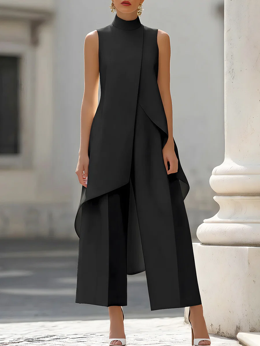 Women'S Office Formal Wear For Ladies - Macacão Sem Mangas com Gola Alta