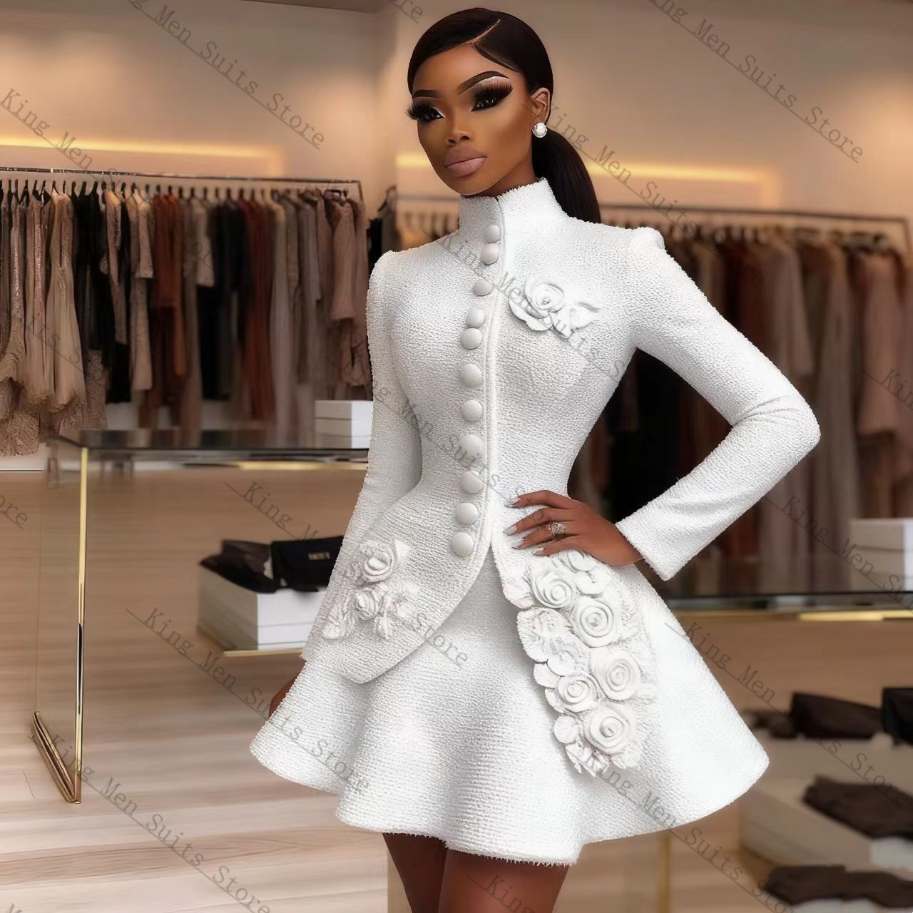 Women'S Formal Wear Wedding Guest - Luxo branco feminino terno conjunto 2
