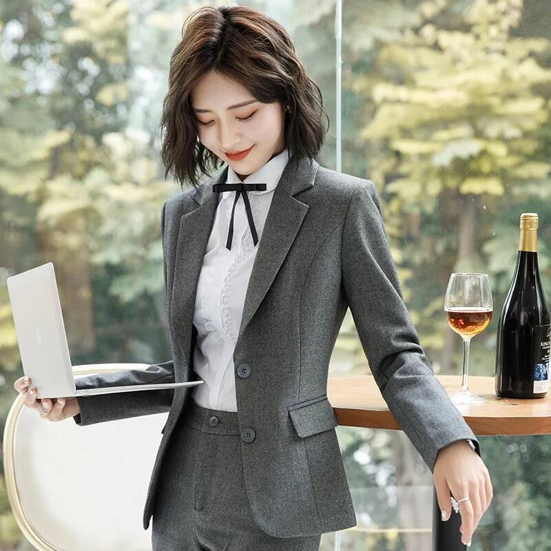 Formal Winter Wear Women Jacket - Novidade cinza formal blazers e jaquetas
