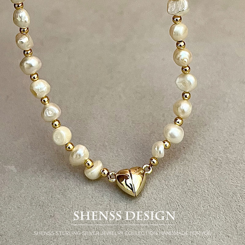 Pearl Necklace Set - Colar de pérolas barroco natural, banhado