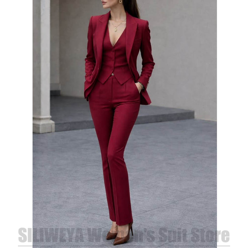 Women Formal Wear For Party - Conjunto feminino de 3 peças, blazer,