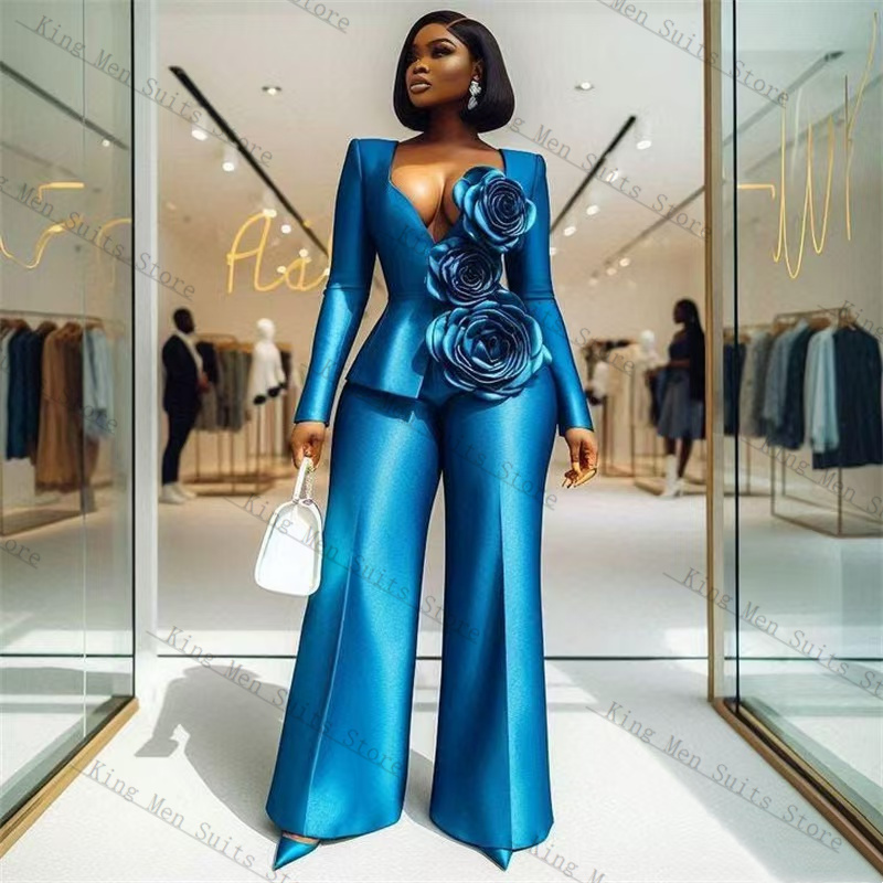Women'S Formal Wear Wedding Guest - Conjunto de Terno Feminino Azul de