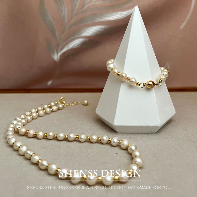 Colar de pérolas de água doce  - Pearl Necklace Set avaliação e preço