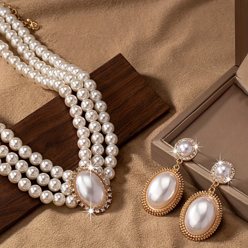 Conjunto de colar de pérolas d - Pearl Necklace Set avaliação e preço