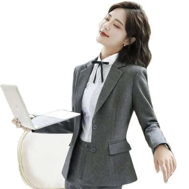 Novidade cinza formal blazers  - Formal Winter Wear Women Jacket avaliação e preço