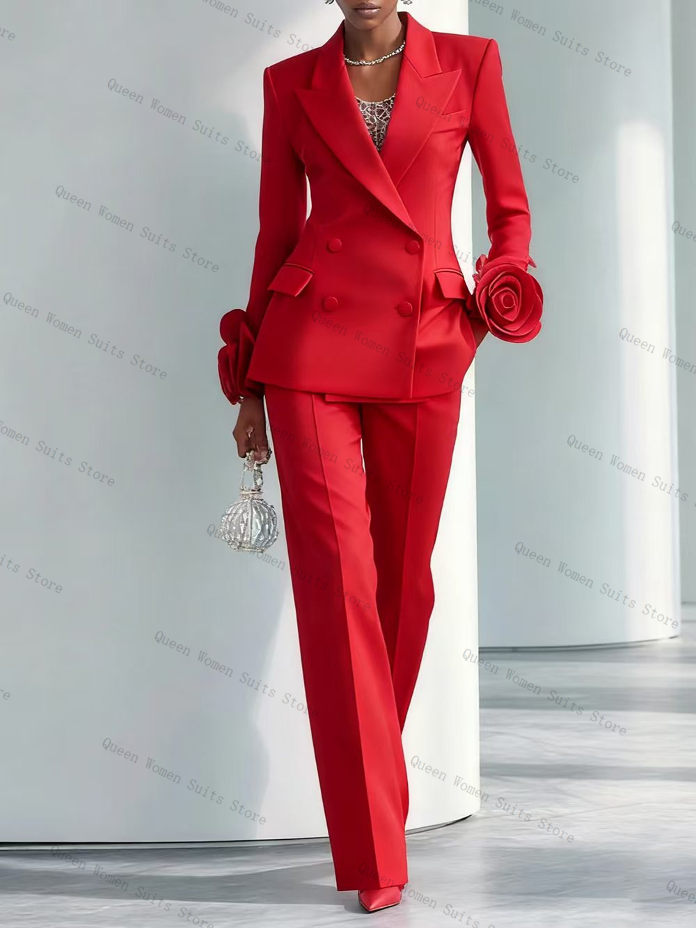 Luxo vermelho feminino terno c - Women'S Formal Wear Wedding Guest avaliação e preço