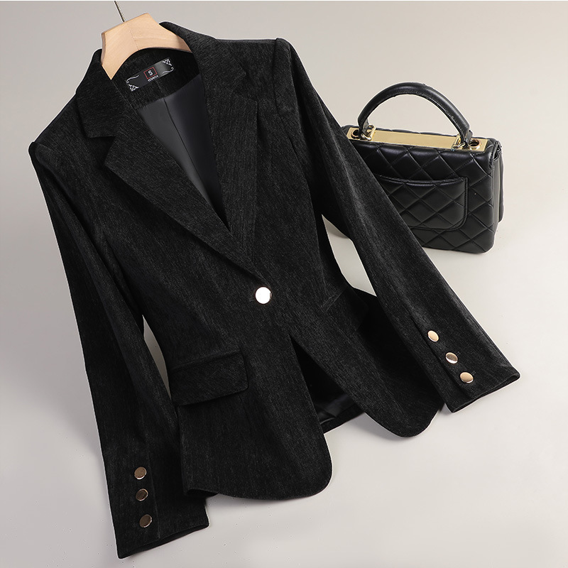 Blazer de Veludo Amarelo para  - Formal Winter Wear Women Jacket avaliação e preço