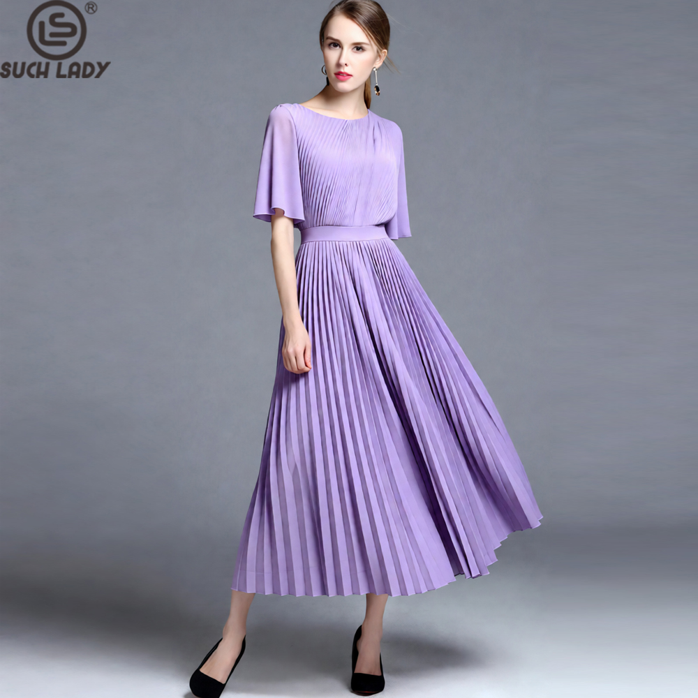 Vestido Midi Plissado Lilás co - Women'S Formal Wear Wedding Guest avaliação e preço