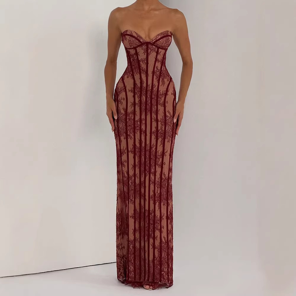 Vestido Maxi Bodycon Sem Alças - Women Formal Wear For Party avaliação e preço
