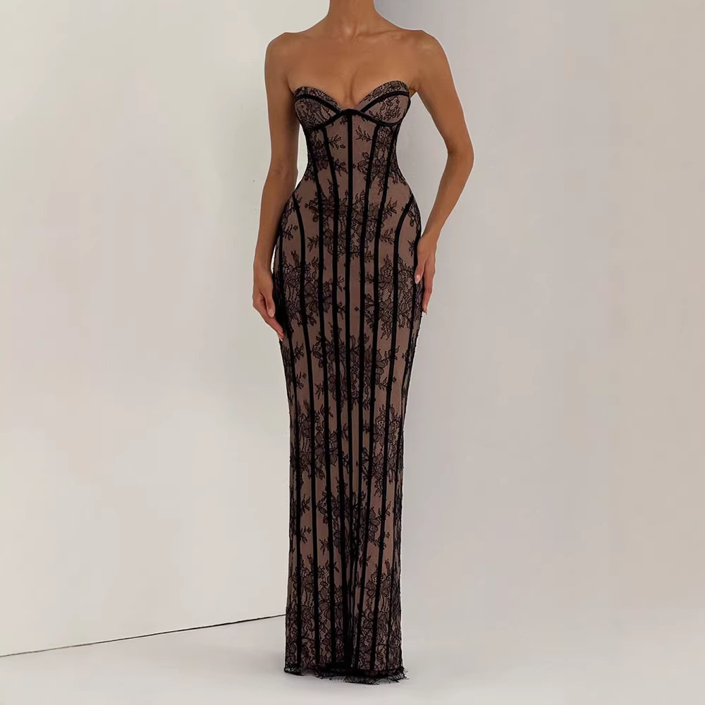 Vestido Maxi Bodycon Sem Alças - Women Formal Wear For Party avaliação e preço