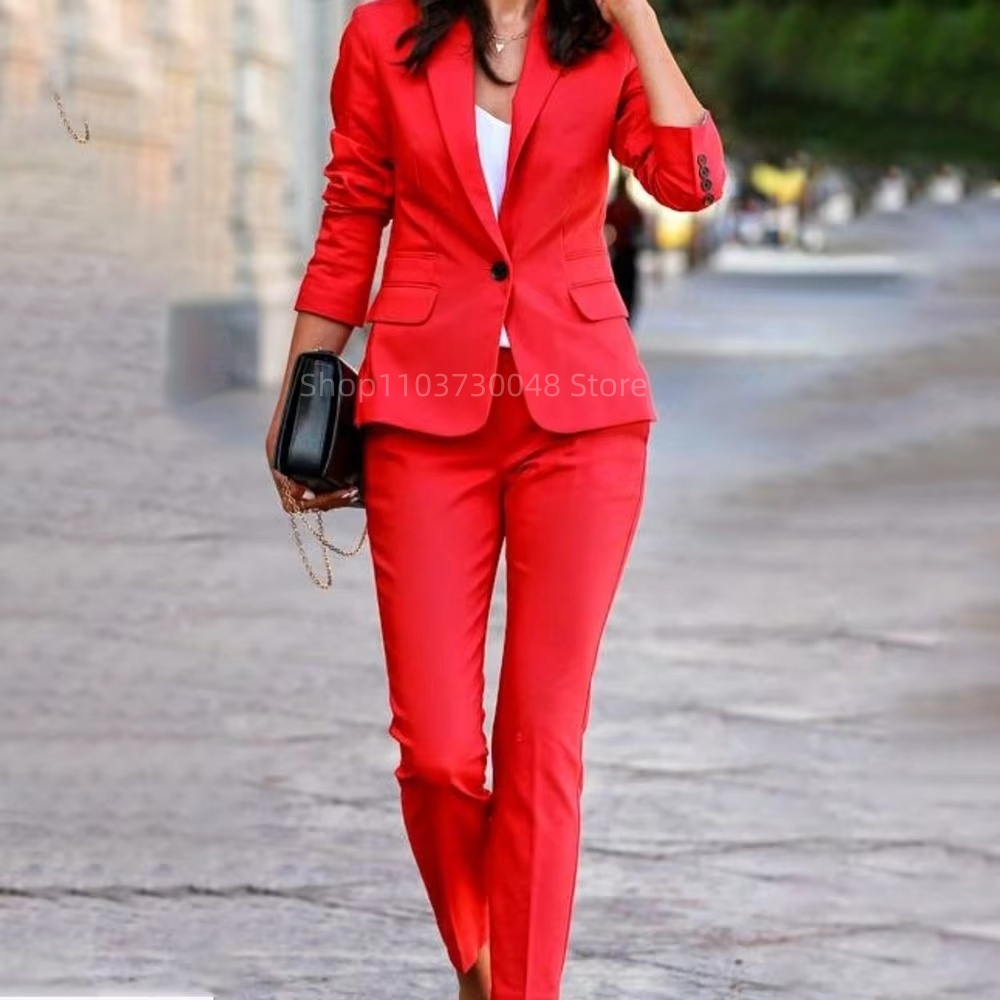 Conjunto de Blazer e Calças pa - Women'S Office Formal Wear For Ladies avaliação e preço
