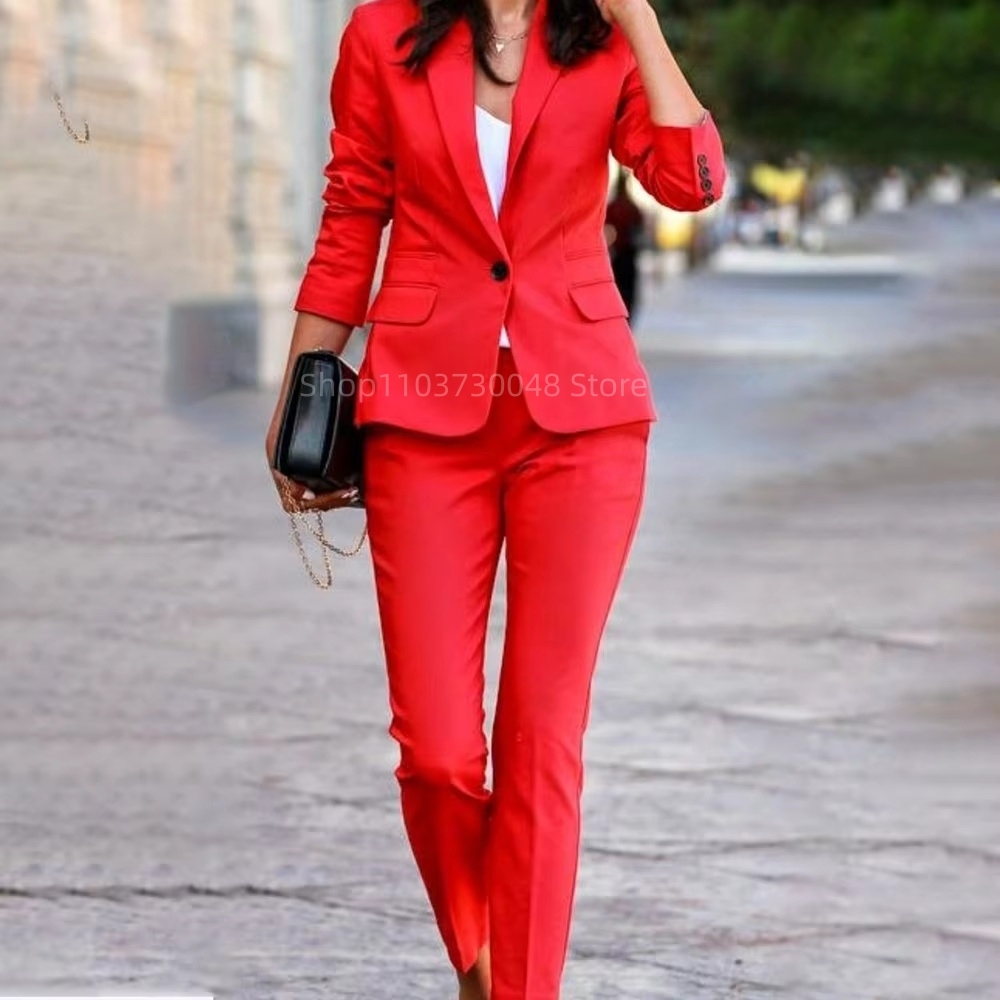 Conjunto de Blazer e Calças pa - Women'S Office Formal Wear For Ladies avaliação e preço